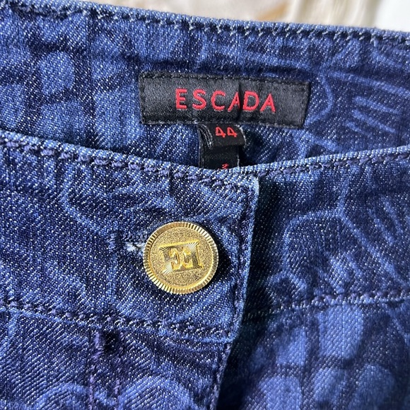 Escada Mandala Effect Print Blue Straight Leg Denim Size 44/L - Picture 4 of 13